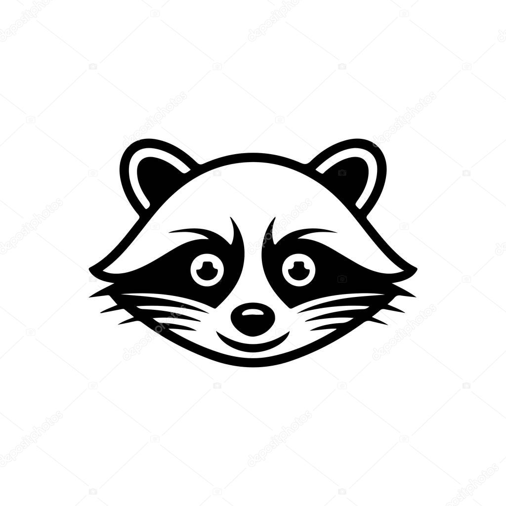Illustration of racoon head. Design element for logo, label, sign. Vector illustration