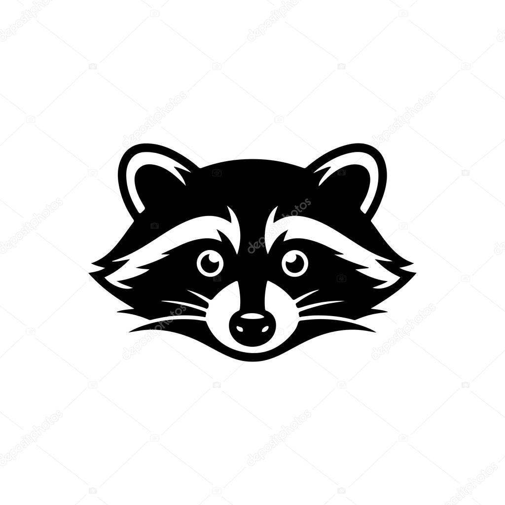 Illustration of racoon head. Design element for logo, label, sign. Vector illustration