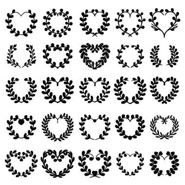 Çiçekli çelenk seti klasik tarzda. Dekorasyon için tasarım ögesi. Vektör illüstrasyonu