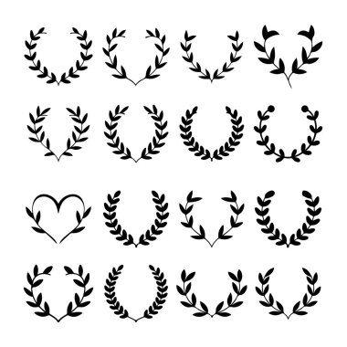 Çiçekli çelenk seti klasik tarzda. Dekorasyon için tasarım ögesi. Vektör illüstrasyonu