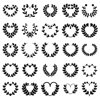 Çiçekli çelenk seti klasik tarzda. Dekorasyon için tasarım ögesi. Vektör illüstrasyonu