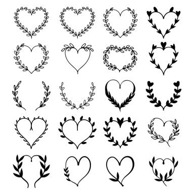 Çiçekli çelenk seti klasik tarzda. Dekorasyon için tasarım ögesi. Vektör illüstrasyonu