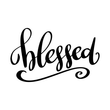 Kutsanmış. Beyaz arkaplanda harf cümlesi izole edildi. Poster, kart, pankart, imza için tasarım elemanı. Vektör illüstrasyonu