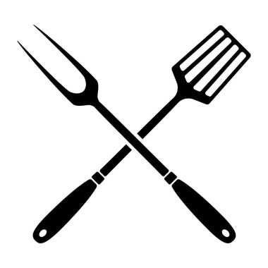 Izgara yap. Izgara için aletler. Izgara çatal, mutfak spatulası, bbq aletleri. Logo, etiket, işaret, poster ve el ilanları için tasarım elemanı. Vektör illüstrasyonu