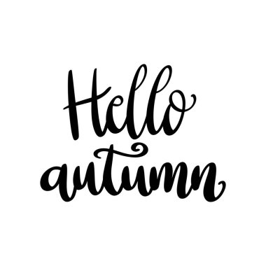 Merhaba sonbahar. El çizimi harfler. vektör illüstrasyonu