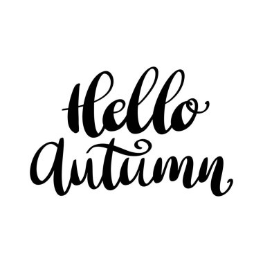 Merhaba sonbahar. El çizimi harfler. vektör illüstrasyonu