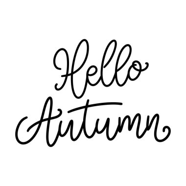 Merhaba sonbahar. El çizimi harfler. vektör illüstrasyonu