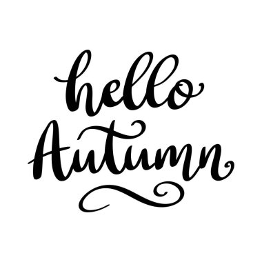 Merhaba sonbahar. El çizimi harfler. vektör illüstrasyonu