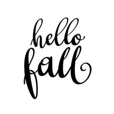 Merhaba Fall. El çizimi harfler. Vektör illüstrasyonu