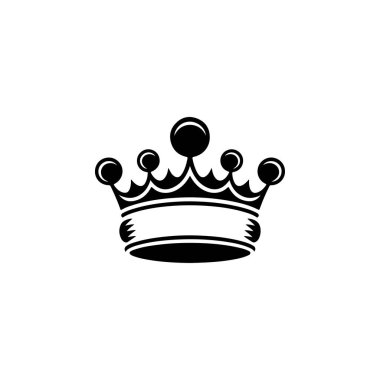 Kral tacının monokrom tarzında tasviri. Logo, amblem, işaret, poster ve tişört için tasarım elemanı. Vektör illüstrasyonu