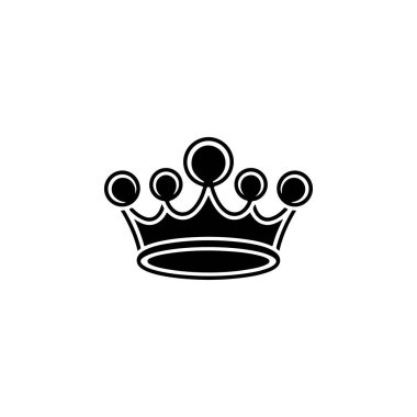 Kral tacının monokrom tarzında tasviri. Logo, amblem, işaret, poster ve tişört için tasarım elemanı. Vektör illüstrasyonu