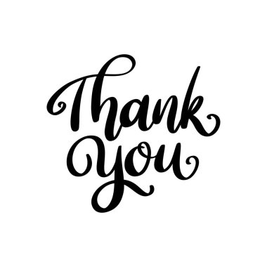 Teşekkür ederim. El çizimi harfler beyaz arka planda izole edilmiş. Vektör illüstrasyonu