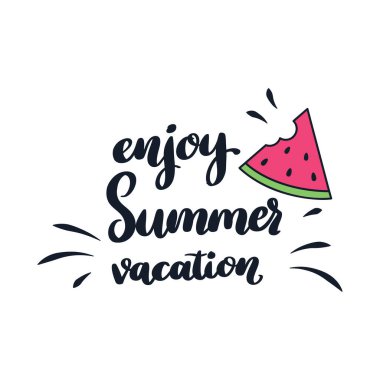 Yaz tatilinin tadını çıkar. Karpuzlu yaz tasarımı. Vektör illüstrasyonu