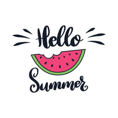 Merhaba Summer. Karpuzlu yaz tasarımı. Vektör illüstrasyonu