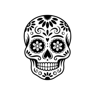 Meksika şeker kafatası tasviri. Ölüler günü. Dia de los muertos. Vektör illüstrasyonu