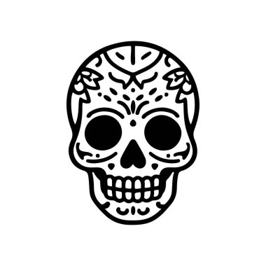 Meksika şeker kafatası tasviri. Ölüler günü. Dia de los muertos. Vektör illüstrasyonu