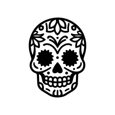 Meksika şeker kafatası tasviri. Ölüler günü. Dia de los muertos. Vektör illüstrasyonu