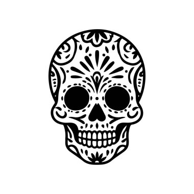 Meksika şeker kafatası tasviri. Ölüler günü. Dia de los muertos. Vektör illüstrasyonu