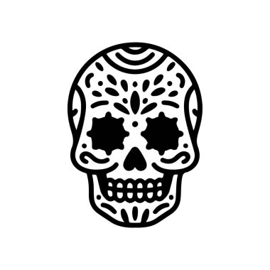 Meksika şeker kafatası tasviri. Ölüler günü. Dia de los muertos. Vektör illüstrasyonu