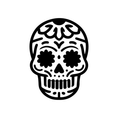 Meksika şeker kafatası tasviri. Ölüler günü. Dia de los muertos. Vektör illüstrasyonu