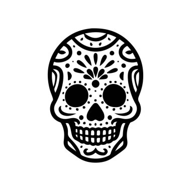 Meksika şeker kafatası tasviri. Ölüler günü. Dia de los muertos. Vektör illüstrasyonu