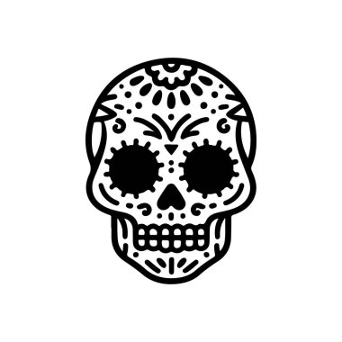 Meksika şeker kafatası tasviri. Ölüler günü. Dia de los muertos. Vektör illüstrasyonu