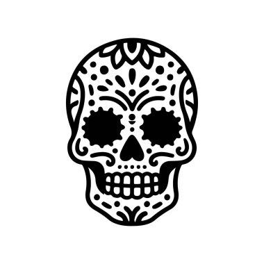 Meksika şeker kafatası tasviri. Ölüler günü. Dia de los muertos. Vektör illüstrasyonu