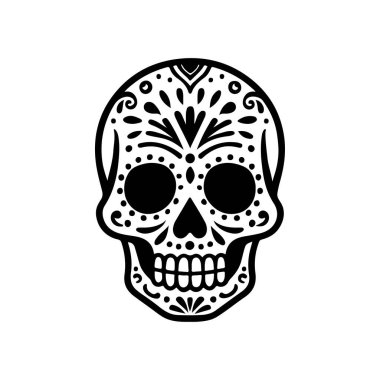 Meksika şeker kafatası tasviri. Ölüler günü. Dia de los muertos. Vektör illüstrasyonu