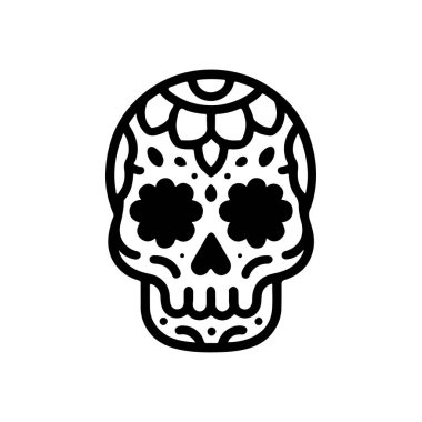 Meksika şeker kafatası tasviri. Ölüler günü. Dia de los muertos. Vektör illüstrasyonu