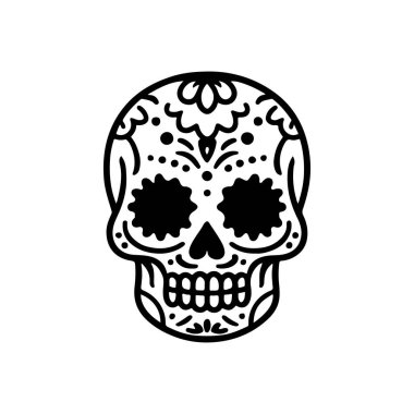 Meksika şeker kafatası tasviri. Ölüler günü. Dia de los muertos. Vektör illüstrasyonu