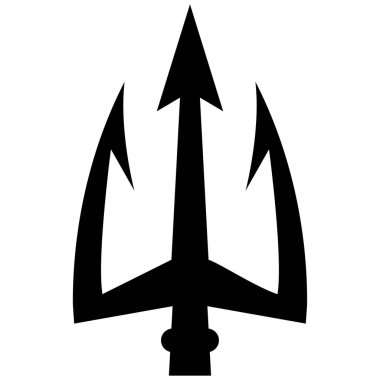 Mızrak tasviri. Neptün mızrağı. Logo, etiket, işaret, amblem, poster tasarımı. Vektör illüstrasyonu