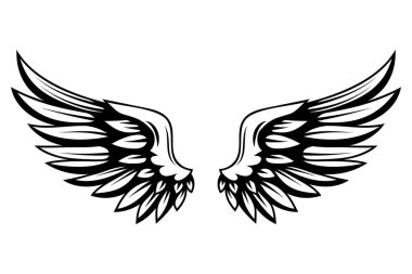 Vintage kanatları beyaz arka plan üzerinde izole. Logo, etiket, arma, işaret, marka işareti için tasarım öğeleri. Vektör çizim. 