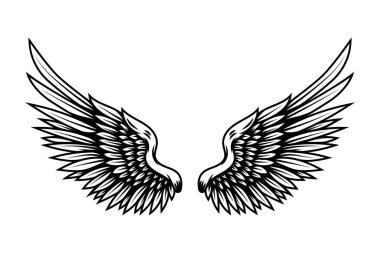 Vintage kanatları beyaz arka plan üzerinde izole. Logo, etiket, arma, işaret, marka işareti için tasarım öğeleri. Vektör çizim. 