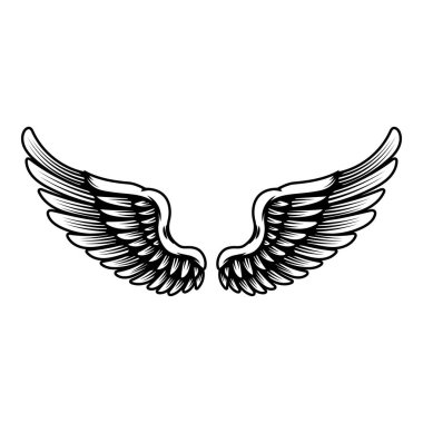 Wings in tattoo style isolated on white background. Design element for poster, t shit, card, emblem, sign, badge. Vector illustration