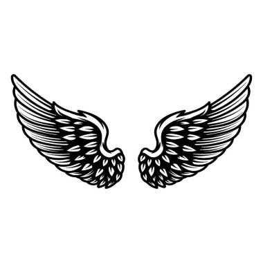 Wings in tattoo style isolated on white background. Design element for poster, t shit, card, emblem, sign, badge. Vector illustration