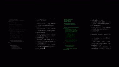 Aygıt ekranında program kodunun soyut canlandırması. Hacker teması. Kullanıcı arayüzü tasarımı için tasarım ögesi