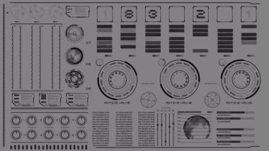 Gelecekçi kullanıcı arayüzü HUD, Dokunmatik Arayüz Elementleri. Bilgisayar bilgisi görüntüsü 