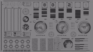 Gelecekçi kullanıcı arayüzü HUD, Dokunmatik Arayüz Elementleri. Bilgisayar bilgisi görüntüsü 