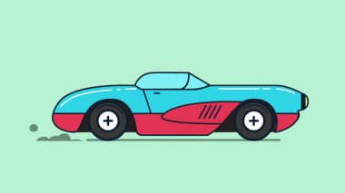 Araba sürmenin animasyonu. Çizgi film arabası. Kusursuz Döngü animasyonu. ulaşım kavramı