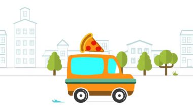 Pizza dağıtım aracının animasyonu
