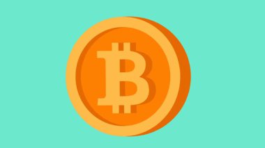 Bitcoin para birimi işaretinin düz biçimli canlandırması