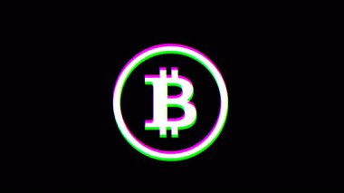Hata efektli Bitcoin kripto para birimi sembolünün animasyonu