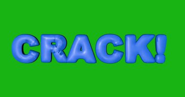 CRACK kelimesinin soyut 3D canlandırması. Alfa kanalı ile canlandırma