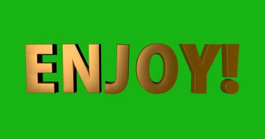 EnJOY kelimesinin soyut 3d animasyonu. Alfa kanalı ile canlandırma