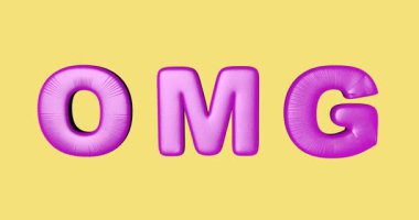 OMG kelimesinin soyut 3d canlandırması