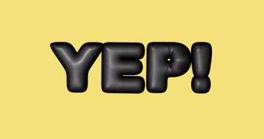 YEP kelimesinin soyut 3d canlandırması