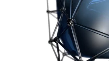 Soyut geometrik atom şeklinin yüzeylerden ve bağlantılı noktalardan 3d animasyonu