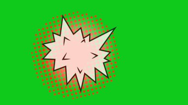 Popüler sanat arka plan animasyonu, HD. Yeşil arkaplanda çizgi roman tarzı bulut. 