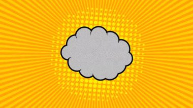 Popüler sanat arka plan animasyonu, HD. Yeşil arkaplanda çizgi roman tarzı bulut. 