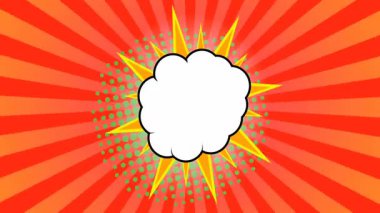 Popüler sanat arka plan animasyonu, HD. Yeşil arkaplanda çizgi roman tarzı bulut. 